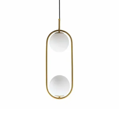 Double Luna Gold Pendant | Light Opal Glass