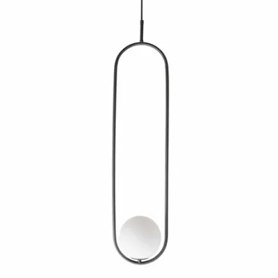 Luna Oval Charcoal Pendant | Light Opal Glass