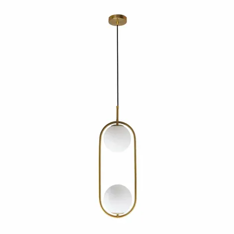 Double Luna Gold Pendant | Light Opal Glass