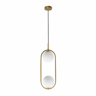 Double Luna Gold Pendant | Light Opal Glass