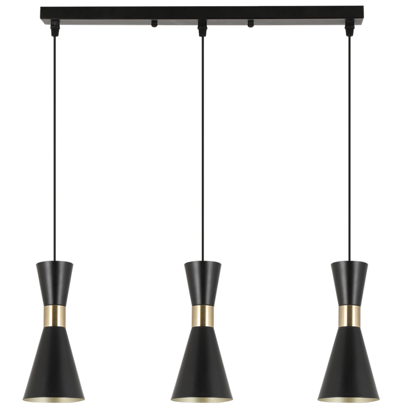 Trio Black & Gold Flared Pendants