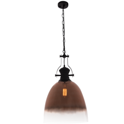 Black Metal Pendant with Faded Rose Gold Glass