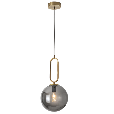 Gold Colour Metal Pendant with Smoke Colour Glass