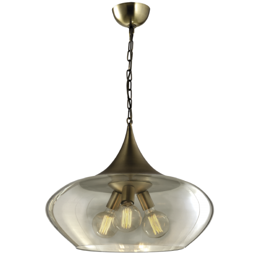 Metal Pendant with Cognac Colour Glass