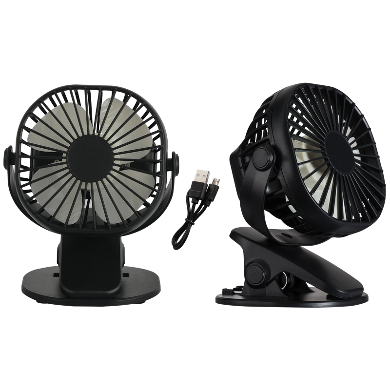 Black Portable Rechargeable Clip On Fan