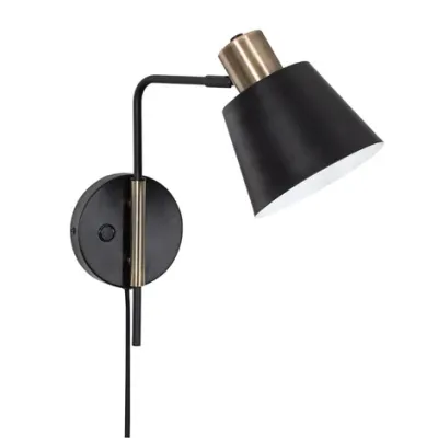 Bedside Wall Light | Black & Brass