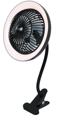 Clip Rechargeable Black Fan with Light