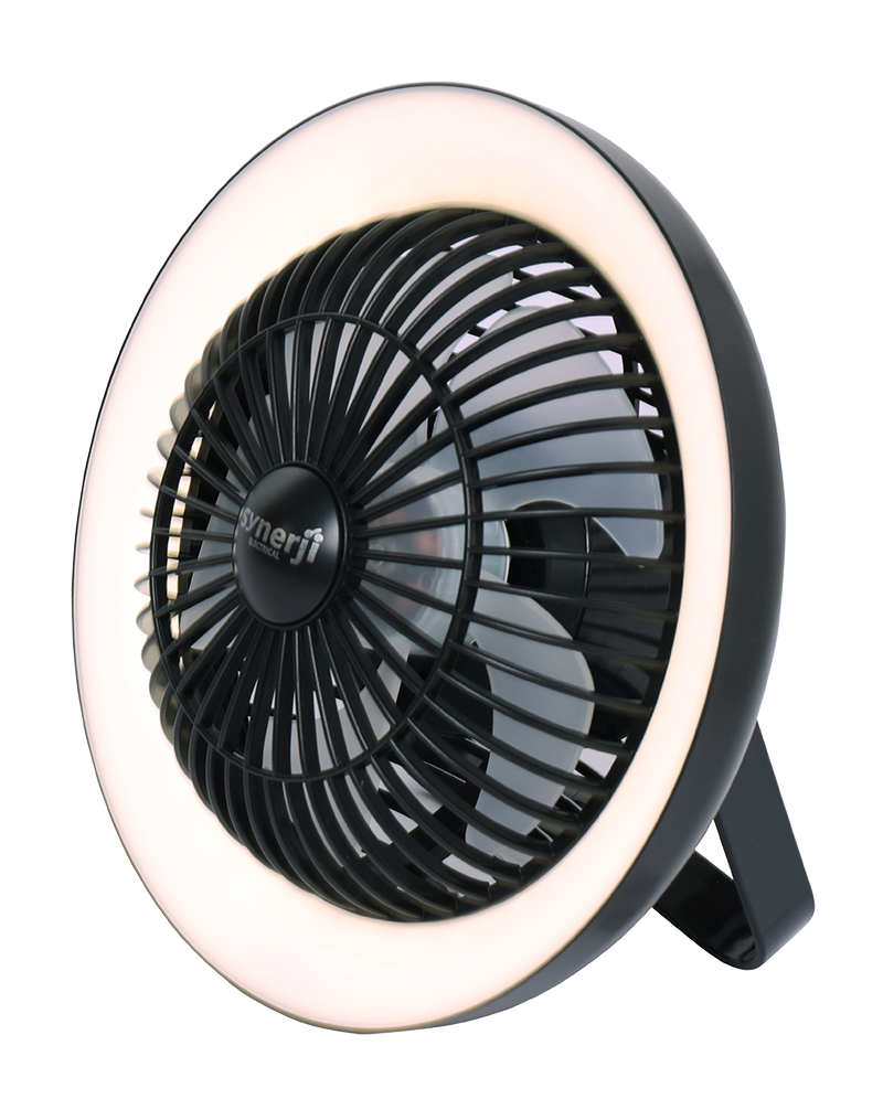Mini Rechargeable Black Fan with Light