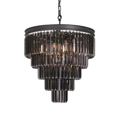 Charcoal Grey Crystal 5 Tier Chandelier