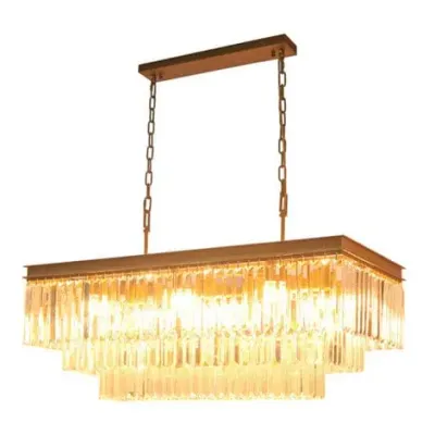 Satin Gold Rectangular Chandelier
