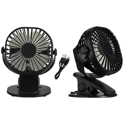 Black Portable Rechargeable Clip On Fan