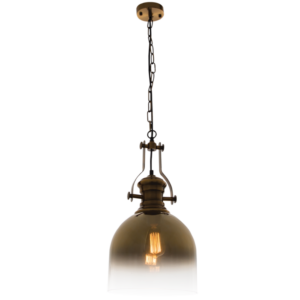 Satin Brass Pendant with Gold Glass