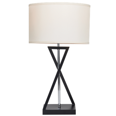 Chrome and Black Elegance Table Lamp with Beige Shade