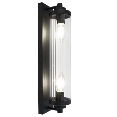 Black Metal Fluted Glass Wall Light