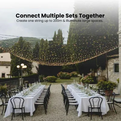 Outdoor Heavy Duty Fairy Lights 10m Warm White - Black String