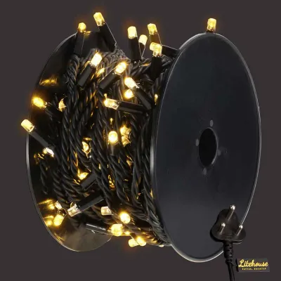 Outdoor Heavy Duty Fairy Lights 10m Warm White - Black String