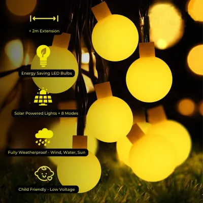 White Bubble Ball Solar Fairy Lights