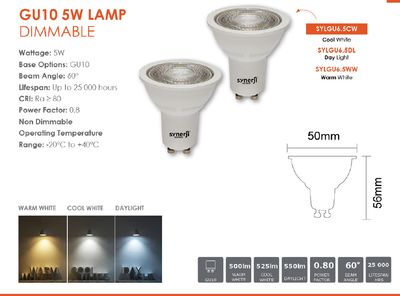 Warm White 3000K | GU10 5W LAMP DIMMABLE