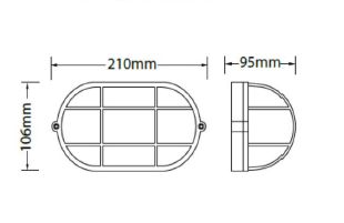 Synerji Small Oval Black Grid Bulkhead