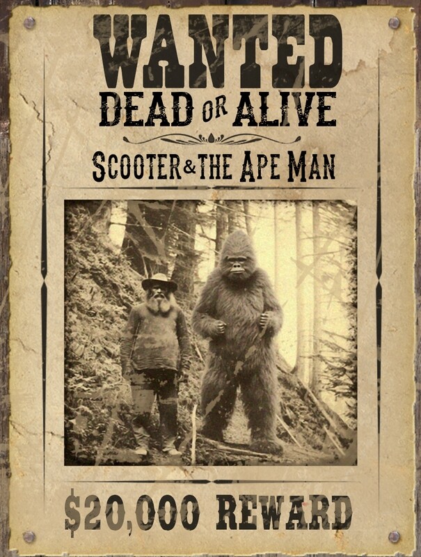 12 x 18 Wanted Dead or Alive Scooter &amp; the Ape Man