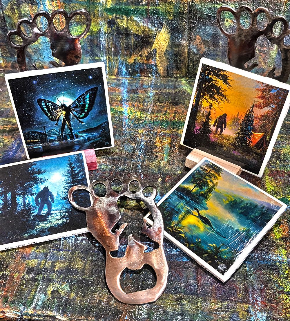 4 Piece Coaster Set with FREE Stand - Cryptid Collection