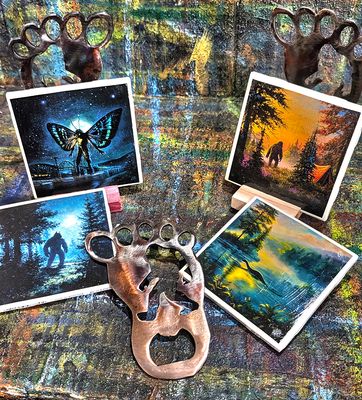 4 Piece Coaster Set with FREE Stand - Cryptid Collection