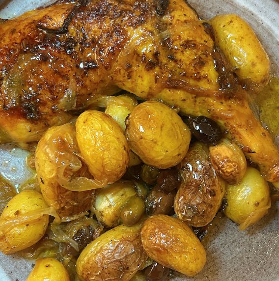 Poulet rôti pommes grenailles