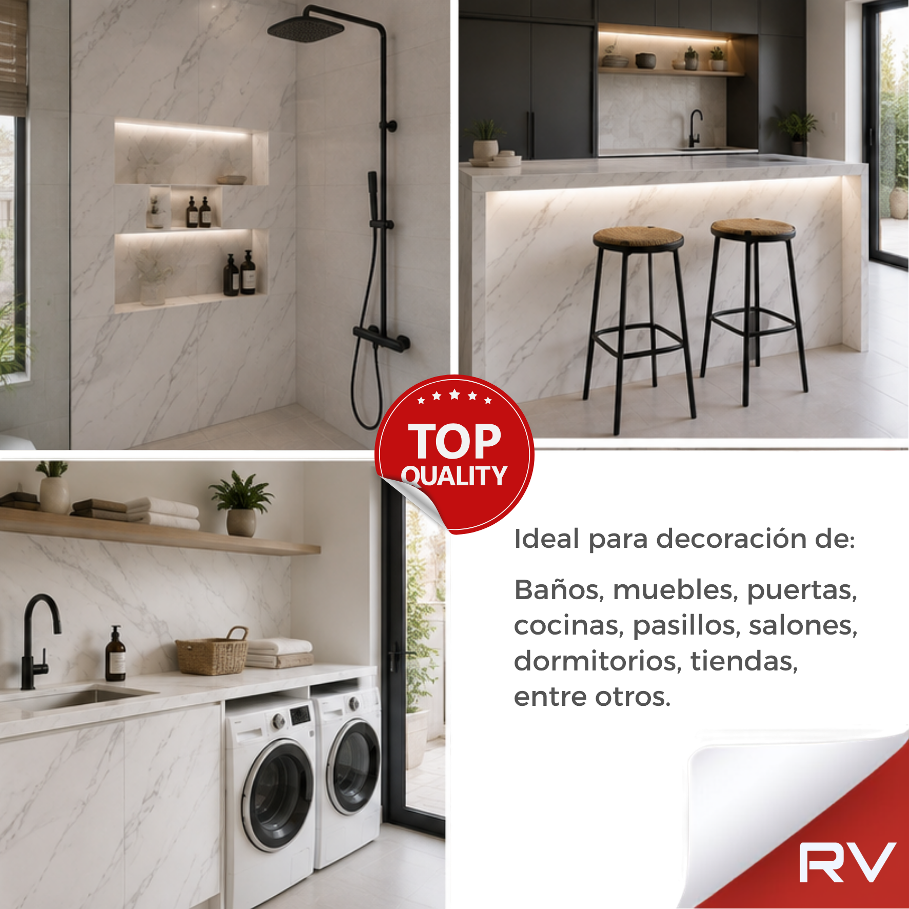 Mármol Blanco Calacatta Revestimiento Vinílico RVKM1705