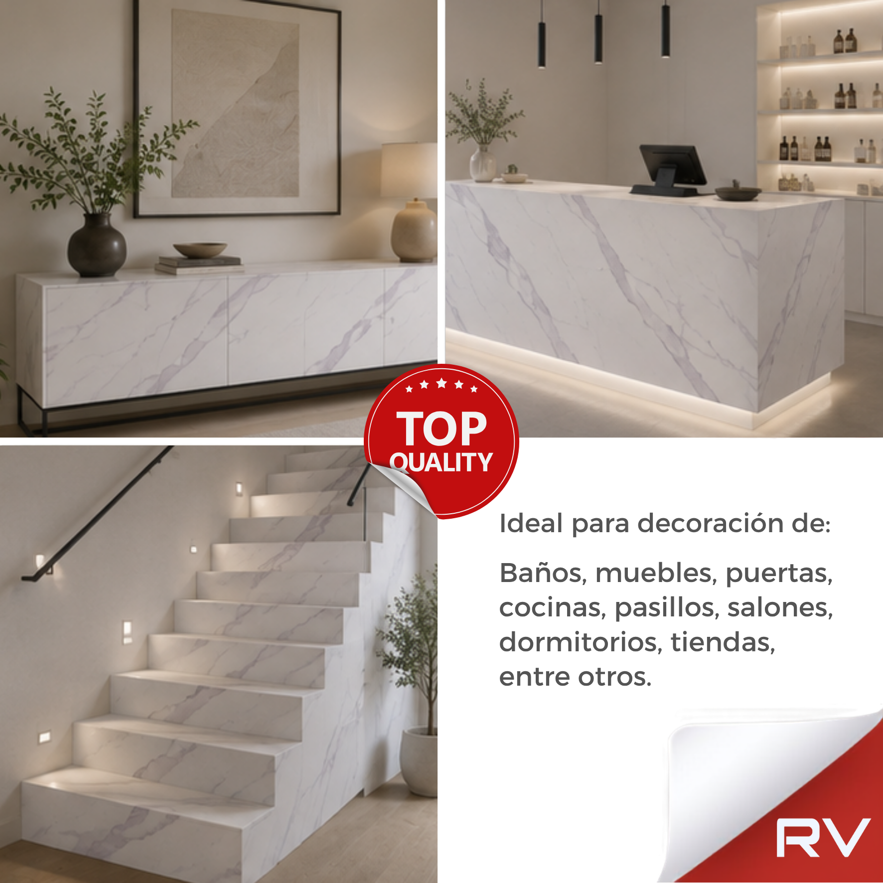Mármol Calacatta Veta Grande Revestimiento Vinílico RVKM1541