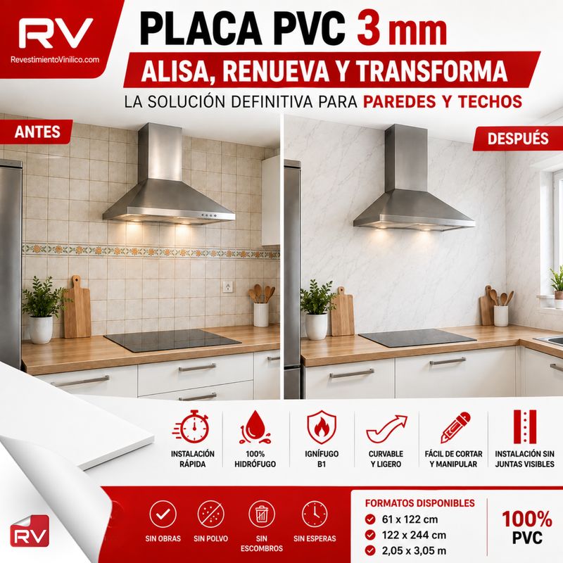 Placa PVC 3 mm para Alisar, Renovar y Preparar Superficies – Revestimiento Vinílico