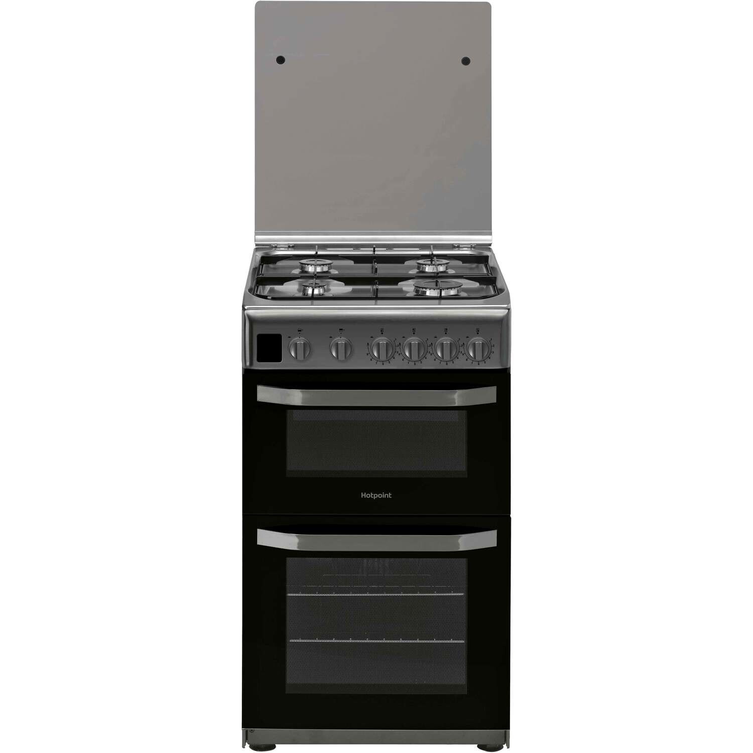 Hotpoint 50cm Double Oven with Glass Lid - Stainless Steel