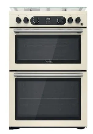 Hotpoint 60cm Cannon Double Oven Gas Cooker with Lid - Cream