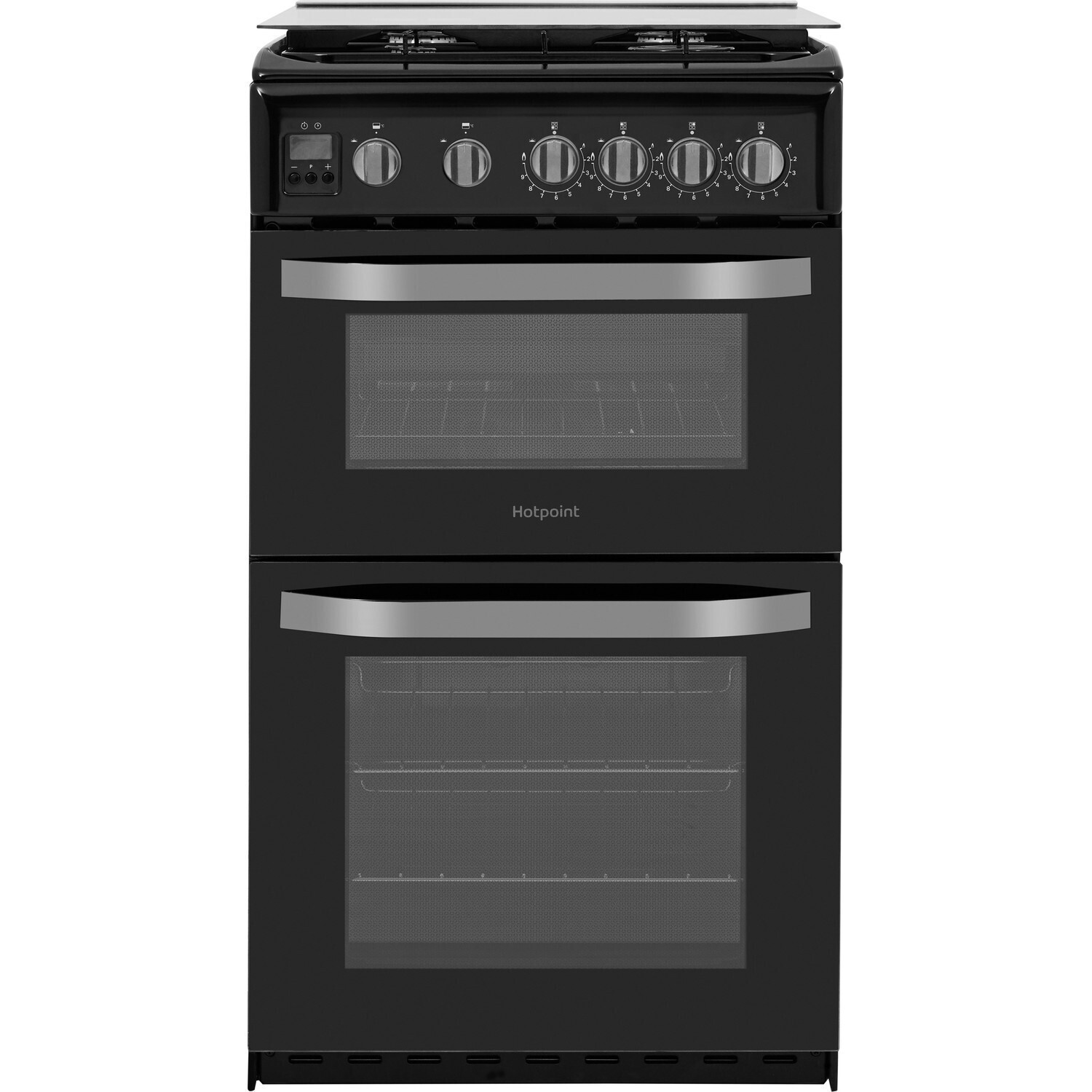Hotpoint 50cm Double Oven with Glass Lid - Black