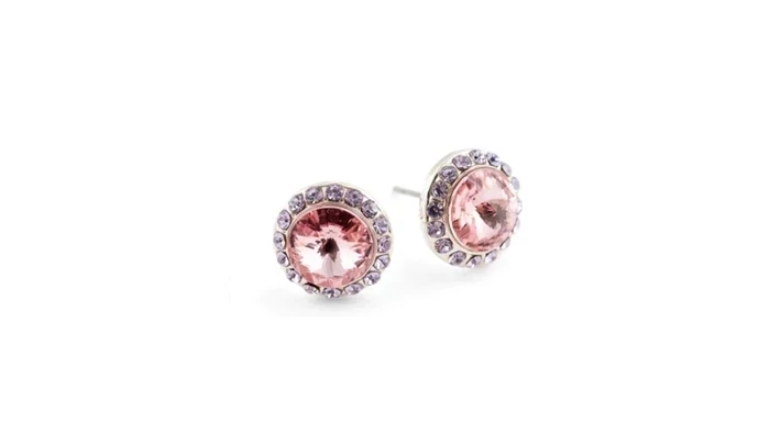 GG Rhinestone Earrings 10mm Pink