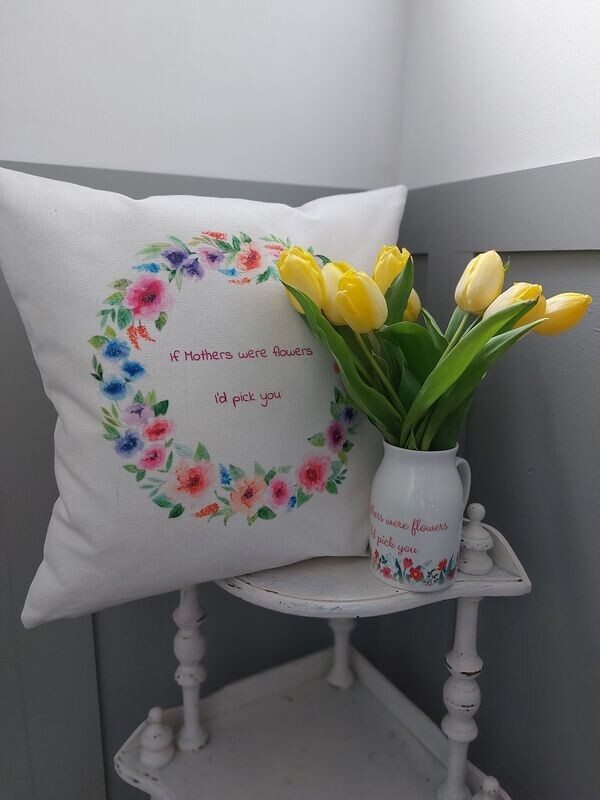 Ceramic Jug Bouquet & Matching Special Mother's Birthday Cushion