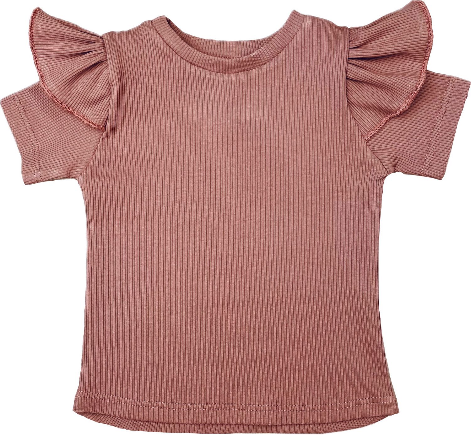 Shirtje ruffle korte mouwen klei roze