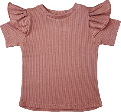 Shirtje ruffle korte mouwen klei roze