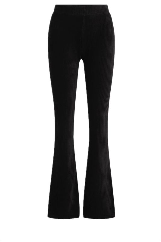 Flared broek rib zwart