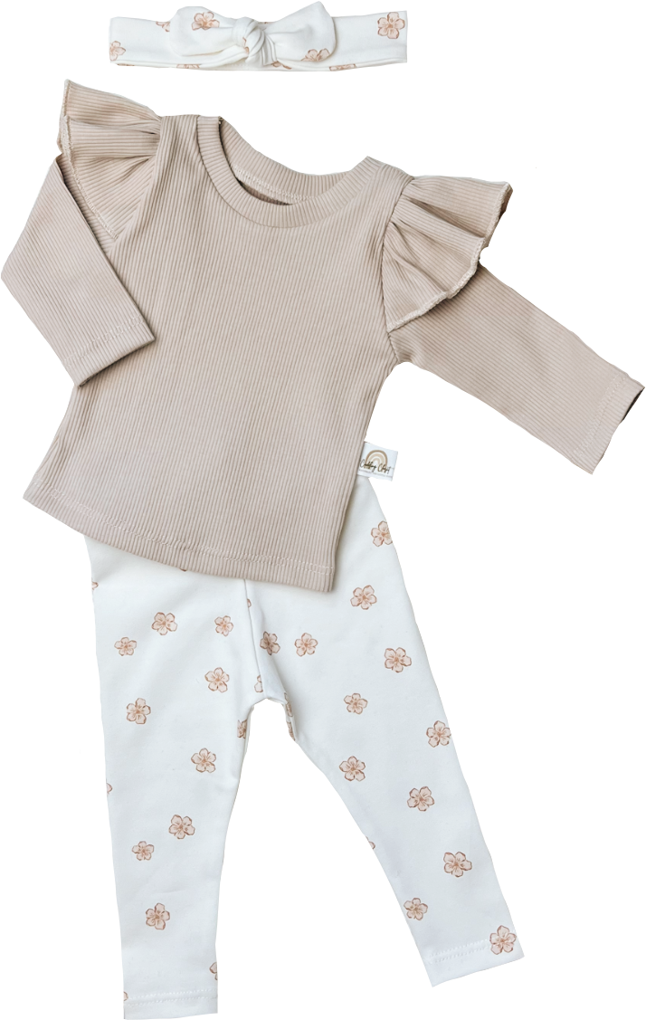 Setje beige bloemen