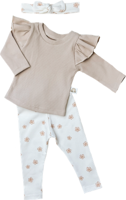 Setje beige bloemen