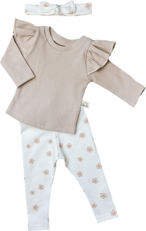 Setje beige bloemen
