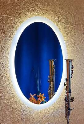 FROSTED EDGE OVAL LED MIRROR
