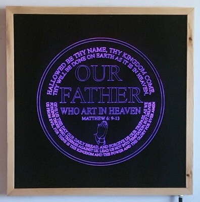 LED Gift of Our Beautiful LED Rendition of &quot;THE LORD&#39;S PRAYER&quot;, Map Sizes:: Large 610mm w x 610mm h