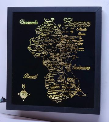 Black Framed LED Gift Map of the Republic of GUYANA 🇬🇾