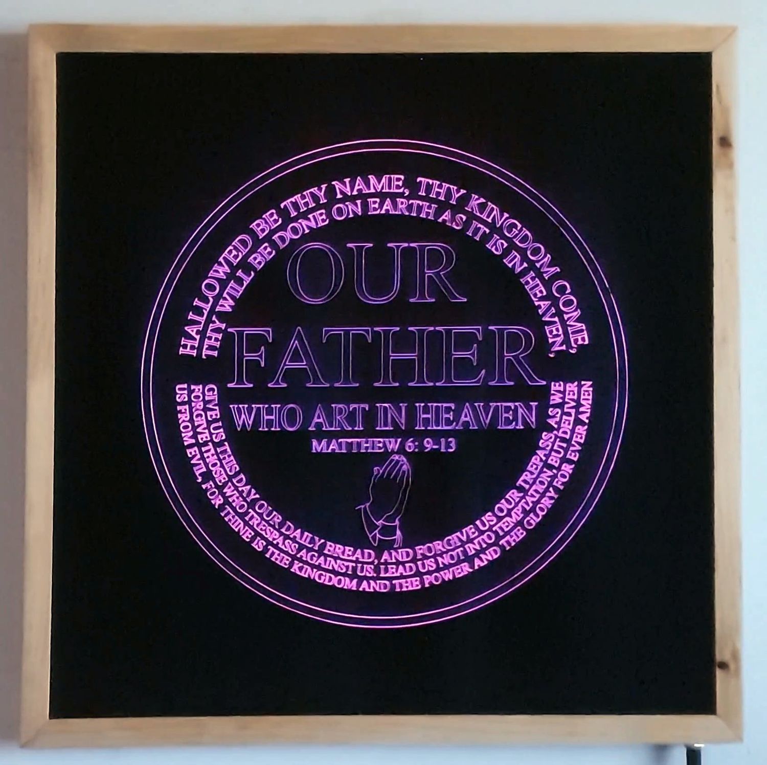LED Gift of Our Beautiful LED Rendition of &quot;THE LORD&#39;S PRAYER&quot;, Map Sizes:: Large 610mm w x 610mm h