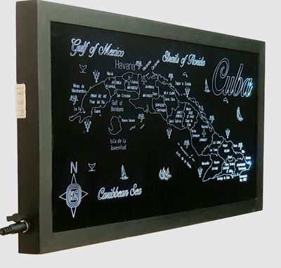 Black Framed LED Gift Map of the Caribbean Republic of CUBA 🇨🇺
