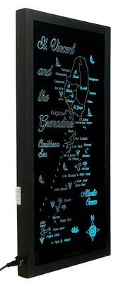 Framed Black Framed LED Gift Map of the Beautiful Caribbean Islands of ST. VINCENT and the GRENADINES 🇻🇨
