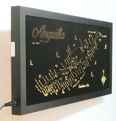 Black Framed LED Gift Map of the Caribbean Islands of ANGUILLA 🇦🇮
