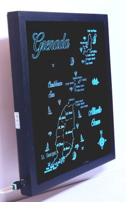 Black Framed LED Gift Map of the Beautiful Caribbean Islands of GRENADA 🇬🇩