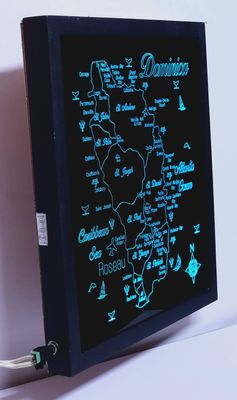 Black Framed LED Gift Map of the Beautiful Caribbean Island of DOMINICA 🇩🇲